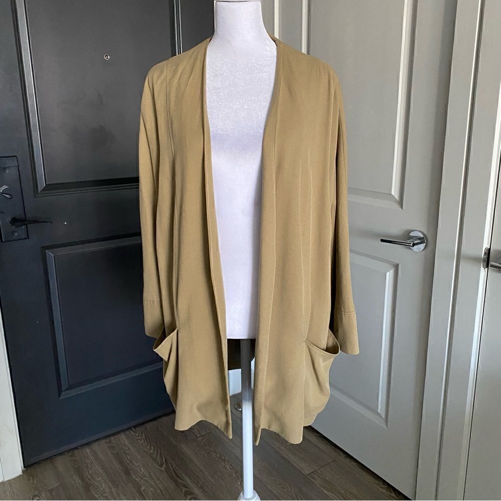 Zara Open Drape Tan Relaxed Fit Blazer Size M
